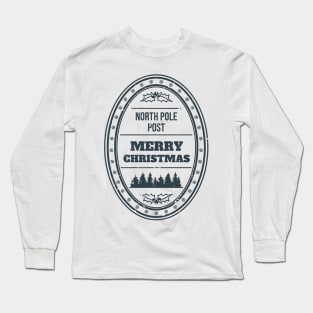 Santa Claus North Pole Post Stamp Merry Christmas Long Sleeve T-Shirt